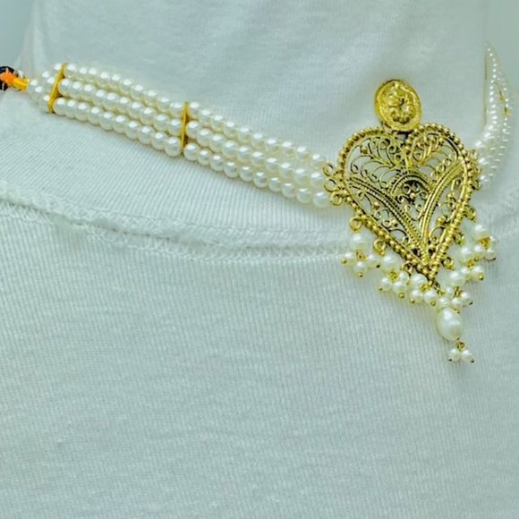 Unique Jewelry Set White Pearls Beaded Choker Necklace With Earrings Jewelry Set - Picture 3 of 10